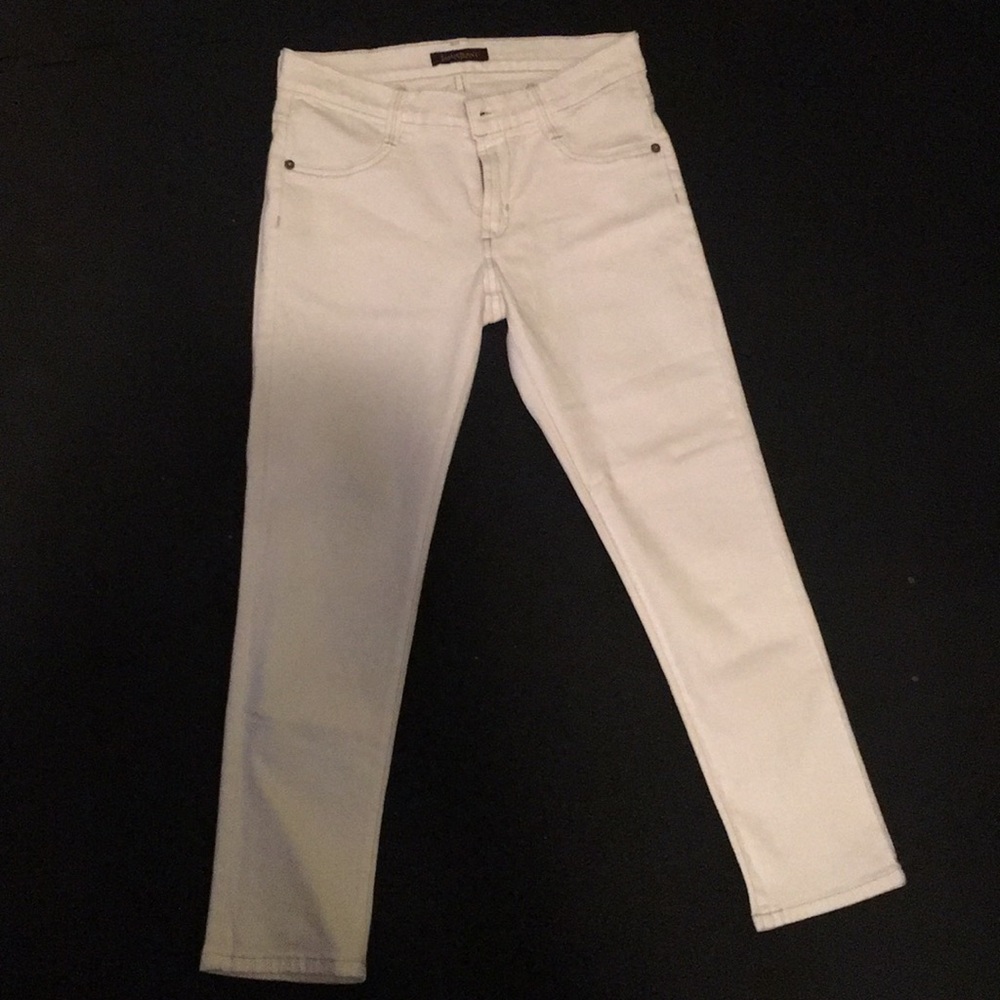 White crop skinny jeans